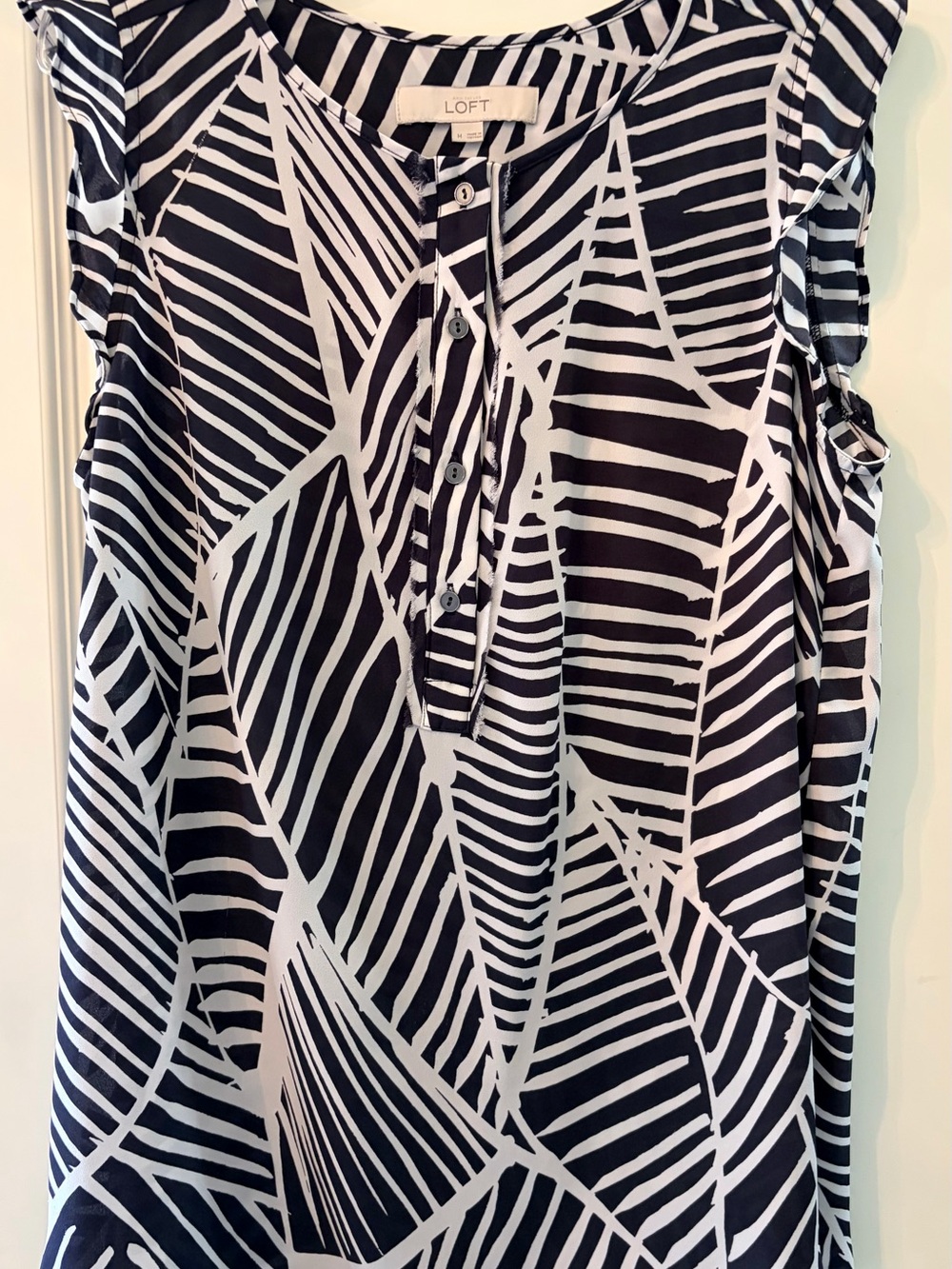 LOFT Black and White Geometric Stripe Sleeveless Camisole
